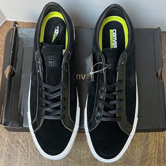 NIB Converse Chuck Taylor One Star Pro Leather Sneaker Black White Women’s 13 - Picture 4 of 15